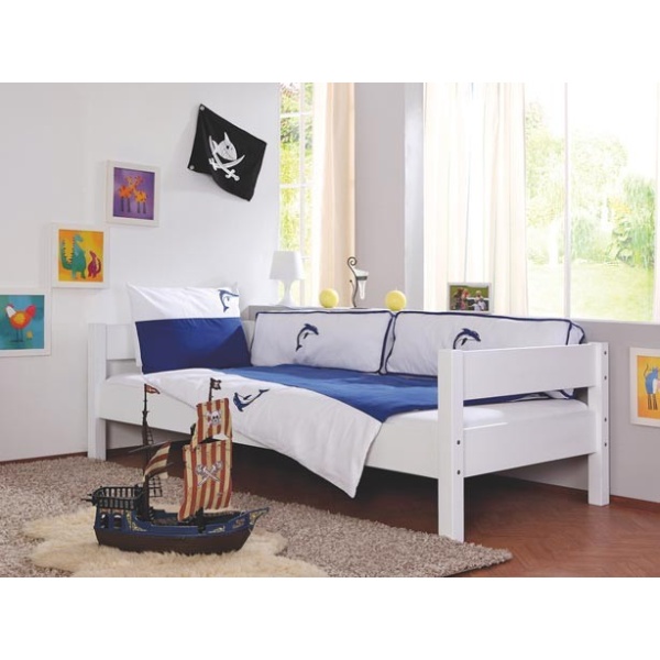 Ropa de cama infantil azul y blanco