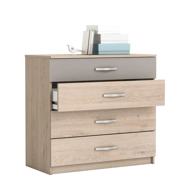 Cómoda 4 cajones bicolor