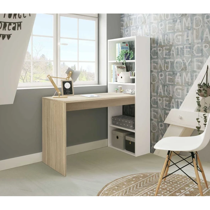 Mesa despacho con estantería vertical con 5 estantes