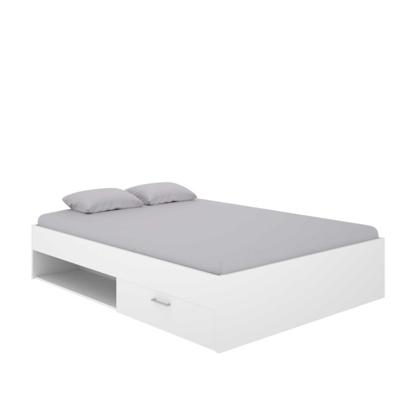 CAMA MATRIMONIAL BLANCA CON CAJONES  SIRACUSA