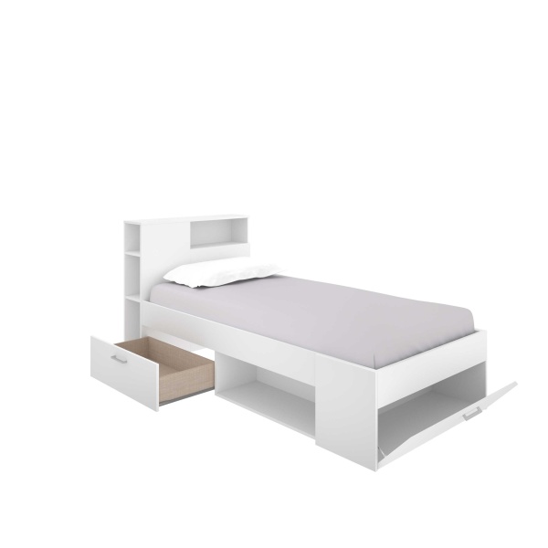 CAMA CON CAJONES Y ESTANTES MEMORY