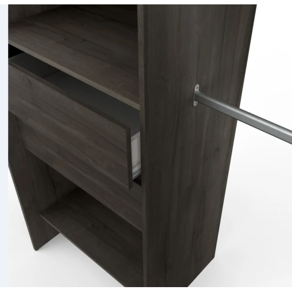 Vestidor abierto de 192 x 50 cm con 2 barras, 3 cajones y 9 estanterias. Gran capacidad almacenaje