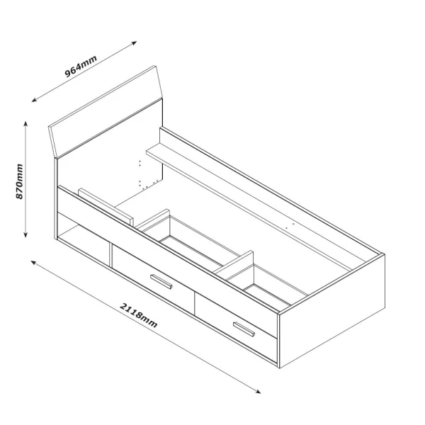 Cama Individual Con Cajones