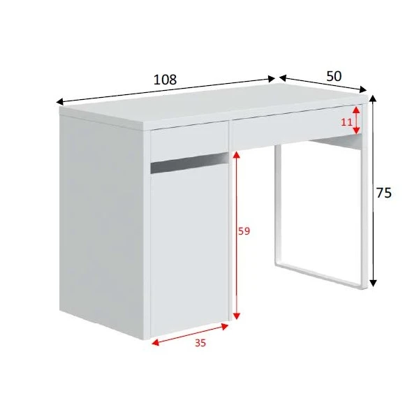 Escritorio con cajones y estante 
