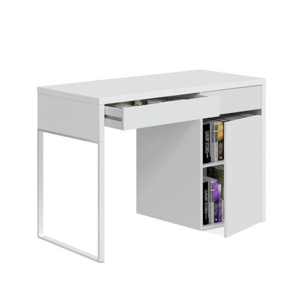 Escritorio con cajones y estante 