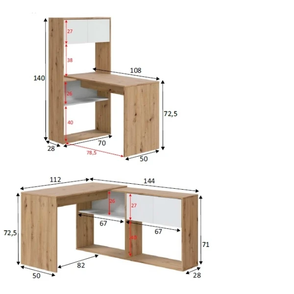 Mesa De Escritorio Con Estantes Y Puertas