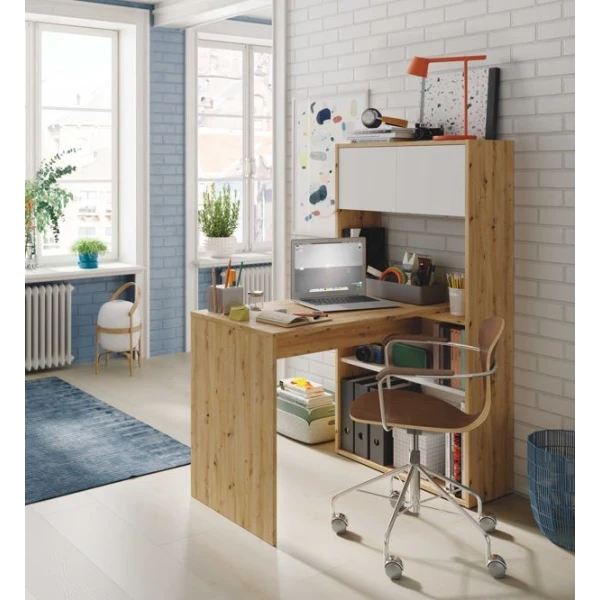 Mesa De Escritorio Con Estantes Y Puertas