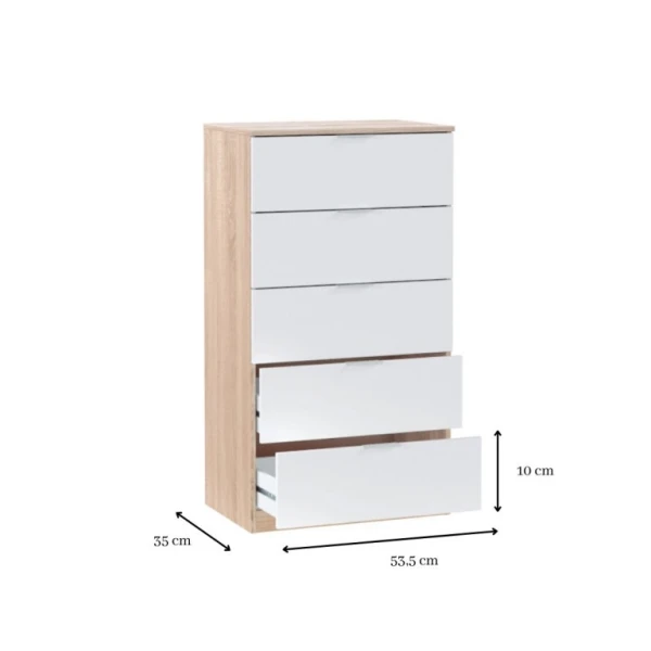 Cómoda Alta 5 Cajones
