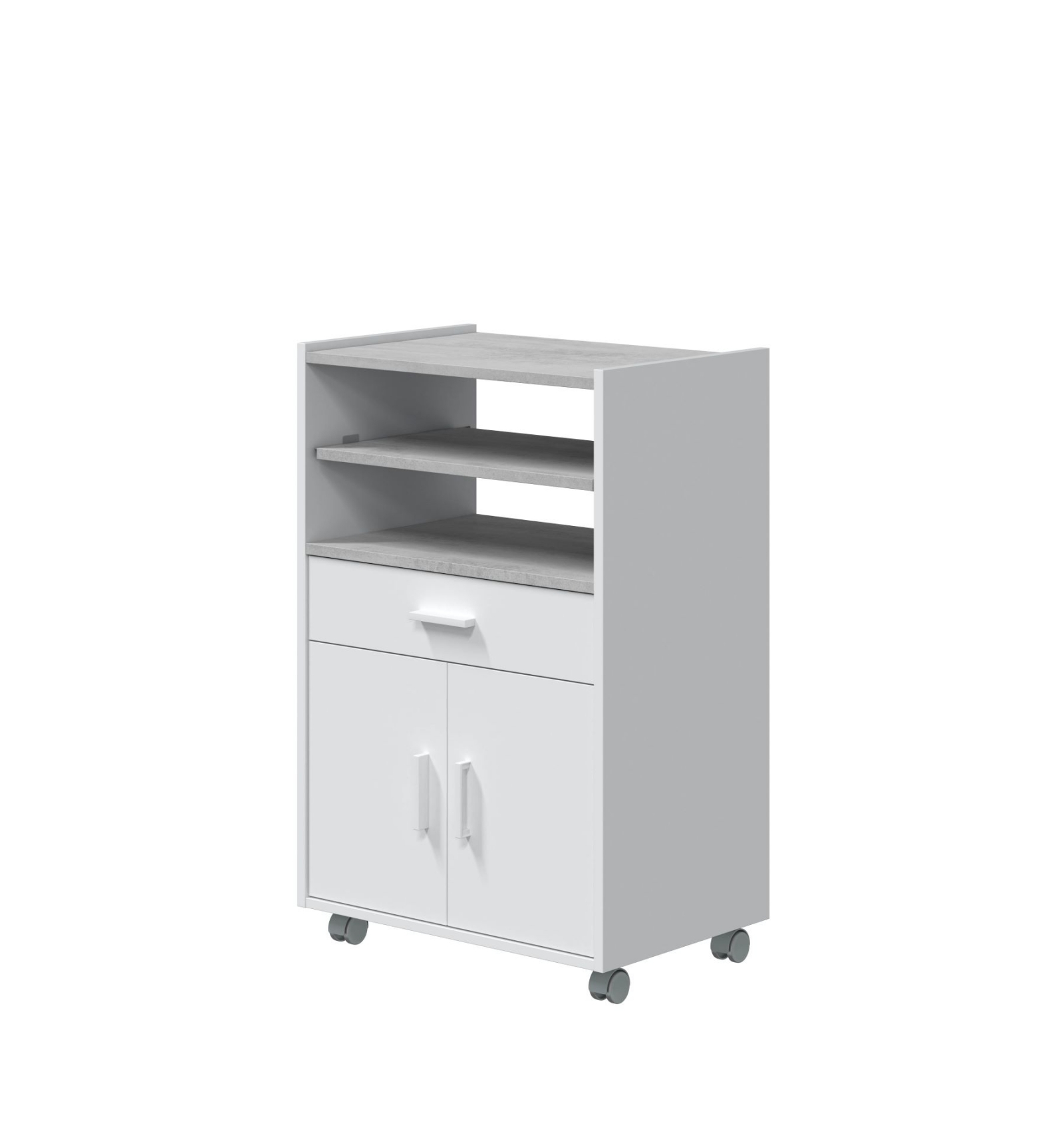 Mueble microondas blanco con ruedas 