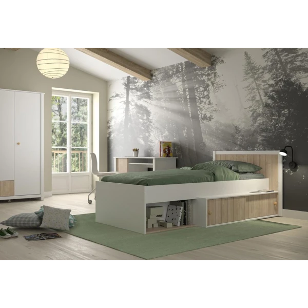 CAMA JUVENIL BICOLOR CON ALMACENAJE INFERIOR POSTEL