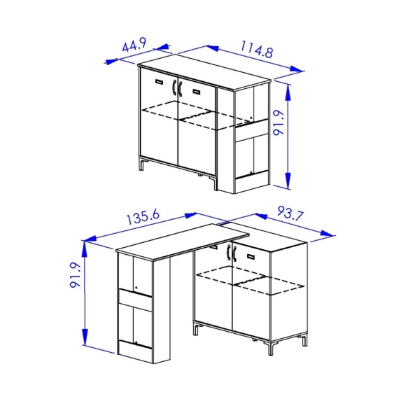 MESA ALTA DE COCINA MULTIUSOS CON ARMARIO PETRI