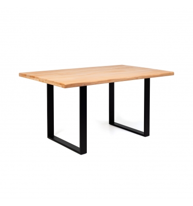 MESA DE MADERA MACIZA Y PATAS DE ACERO NEGRO TROPEZ