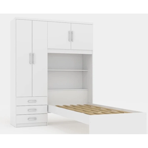 Cama con colchón y armario