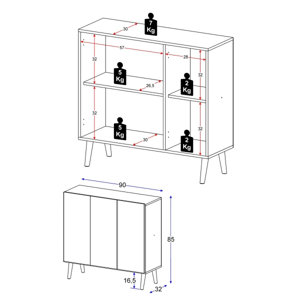 Aparador blanco 90 cms