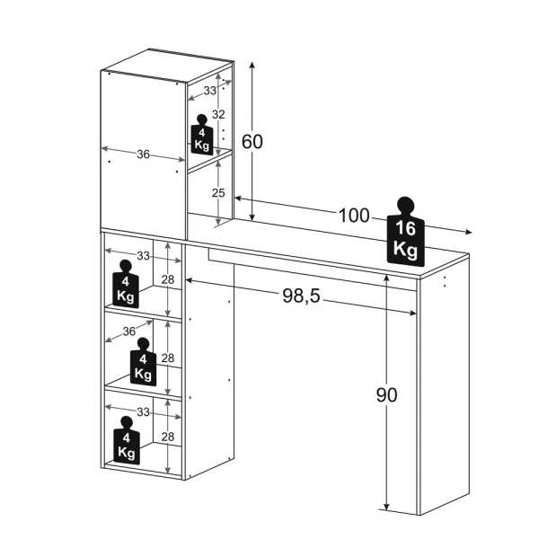 MESA ALTA CON ESTANTES CLEVER