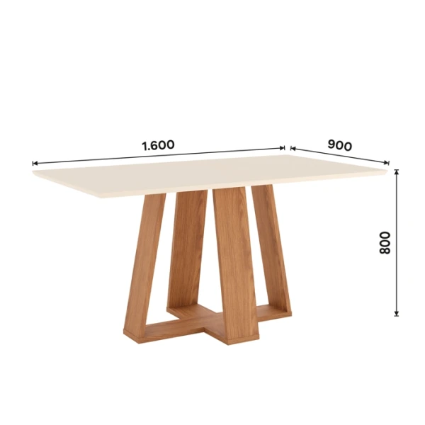 MESA 160x90 BICOLOR CON PATAS MADERA CARLOTTA