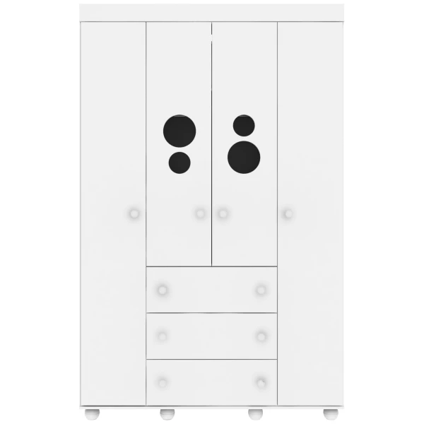 Armario infantil BUBBLES blanco con puertas y cajones abiertos, diseño moderno y práctico