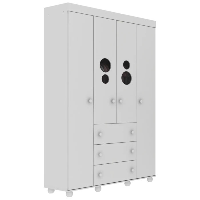 Armario infantil blanco BUBBLES en habitación de bebé, conjunto decorativo moderno