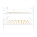 Litera metálica Luna blanca con somier de lamas reforzado, estructura moderna y resistente para adultos y niños.
