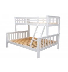 Litera matrimonial Arenas Vicawu de madera blanca con escalera para colchón 90x190 arriba y 140x190 abajo