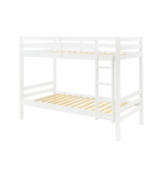 Litera Atlas Vicawu de madera blanca con escalera y somier de lamas, ideal para espacios modernos