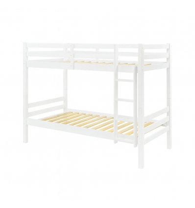Litera Atlas Vicawu de madera blanca con escalera y somier de lamas, ideal para espacios modernos