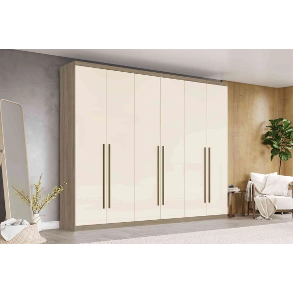 Armario Sirius 6 puertas en ambiente decorado con puertas crema brillo – Vicawu