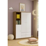 Armario Infantil Mint en dormitorio infantil decorado, diseño madera y blanco moderno.