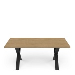 Mesa de comedor industrial Cross Vicawu vista frontal con estructura metálica resistente