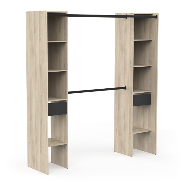 Vestidor Bastet Plus Vicawu sin cortina, vista completa de barra y estantes