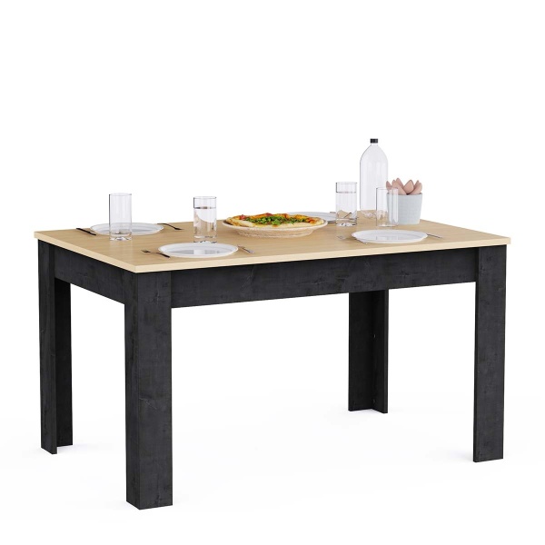 Mesa de comedor Kent Vicawu decorada en roble claro y gris grafito