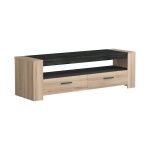 Mueble para televisión Sheffield bicolor roble claro y gris oscuro, 152 cm de largo