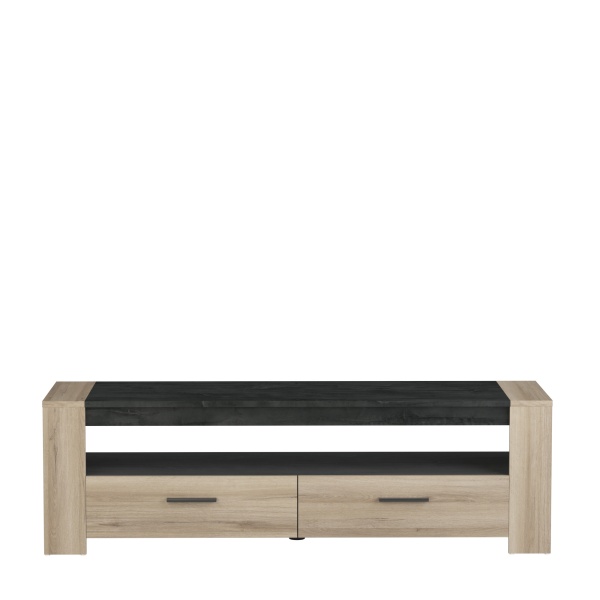Mueble para televisión Sheffield bicolor roble claro y gris oscuro, 152 cm de largo