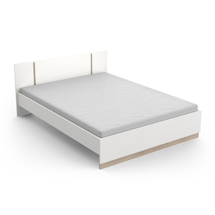 Cama con Diseño Minimalista Nord, estructura de madera acabado roble, estilo nórdico moderno