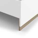 Detalle de madera acabado roble natural para cama Nord, textura de alta calidad