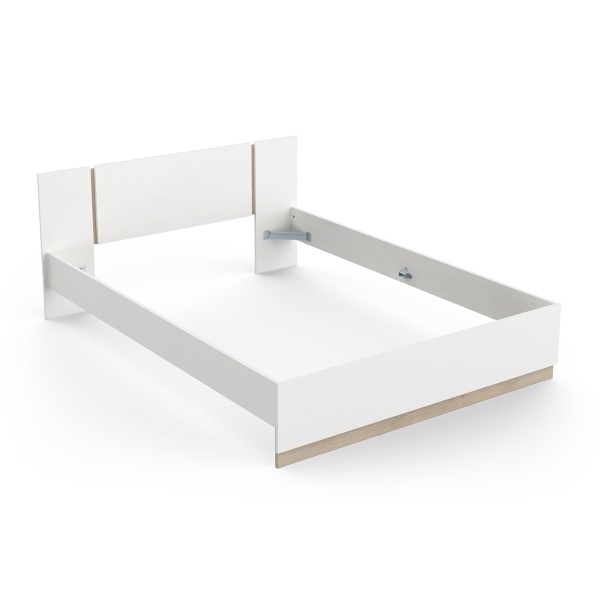 Estructura de cama Nord con patas de madera, diseño minimalista y robusto en roble