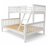 Litera matrimonial Arenas Vicawu de madera blanca con escalera para colchón 90x190 arriba y 140x190 abajo
