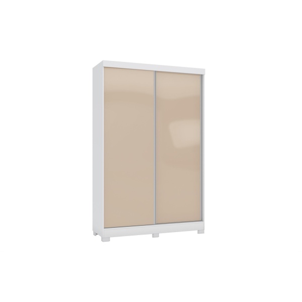 Armario Soyo con puertas correderas reversibles en macadamia y blanco, almacenamiento moderno 2 puertas