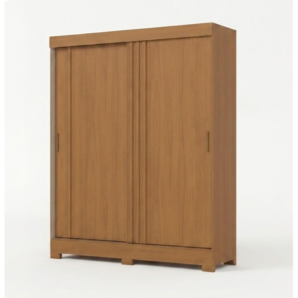 Armario ropero Auror en roble canela natural con puertas correderas, estilo moderno