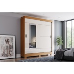 Armario Ropero con Cajones Bayron en roble canela natural y beige, diseño moderno con puertas correderas