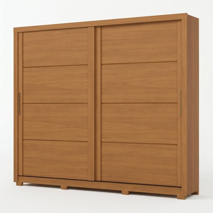 Armario puertas correderas Genius en roble canela, diseño elegante y gran capacidad