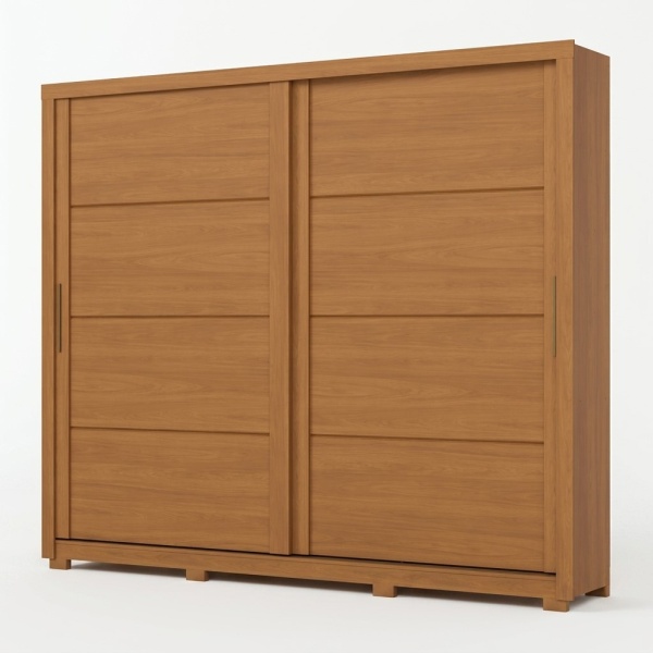 Armario puertas correderas Genius en roble canela, diseño elegante y gran capacidad