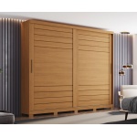 Armario puertas correderas Rufus en madera natural, diseño moderno y elegante para dormitorio