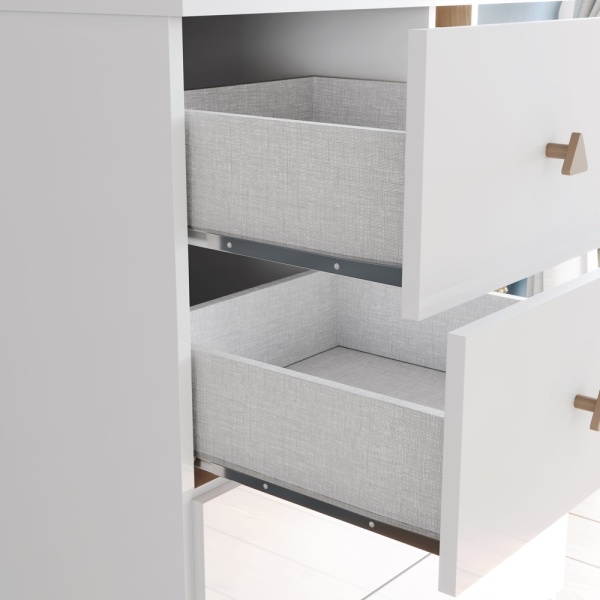 Armario infantil Gamil Vicawu 4 puertas con cajones amplios y acabado blanco moderno