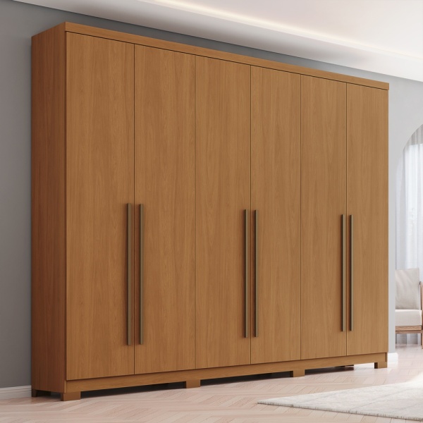 Armario moderno Blenda Vicawu 6 Puertas en efecto madera roble para dormitorios elegantes