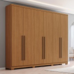 Armario moderno Blenda Vicawu 6 Puertas en efecto madera roble para dormitorios elegantes