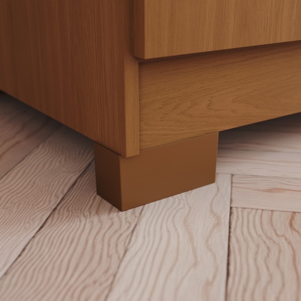 Detalle de la base del Armario Blenda Vicawu con patas resistentes y acabado roble