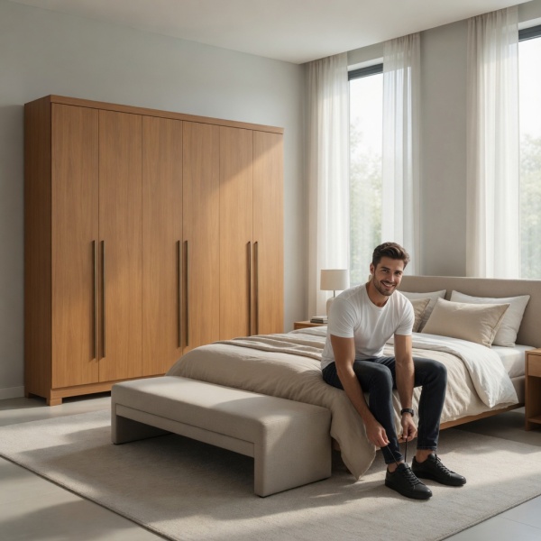Gran Armario Blenda Vicawu 6 Puertas con diseño contemporáneo en acabado roble